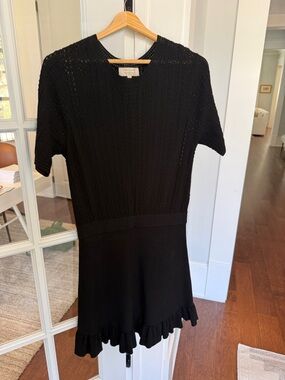 Sézane Sinia Dress Black | Pointelle Knit Mini | Size L